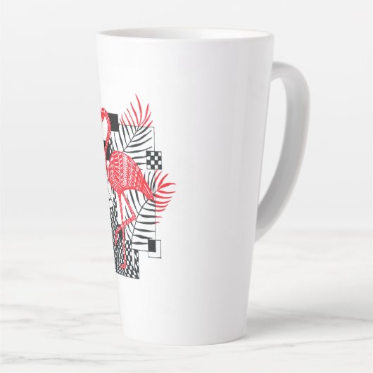 Beker met het afbeelding van een rode flamingo latte mok (Rechterhoek)