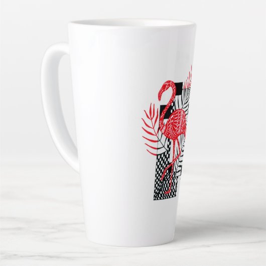 Beker met het afbeelding van een rode flamingo latte mok (Linkerhoek)