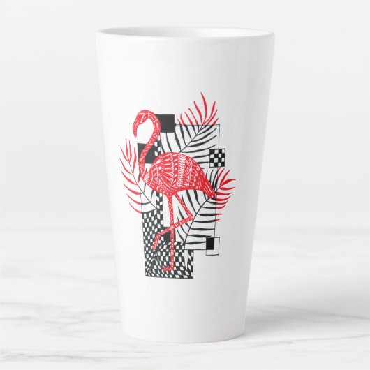 Beker met het afbeelding van een rode flamingo latte mok (Voorkant)