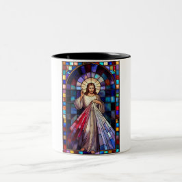 Beker met het Divine Mercy Jezus-ontwerp Tweekleurige Koffiemok