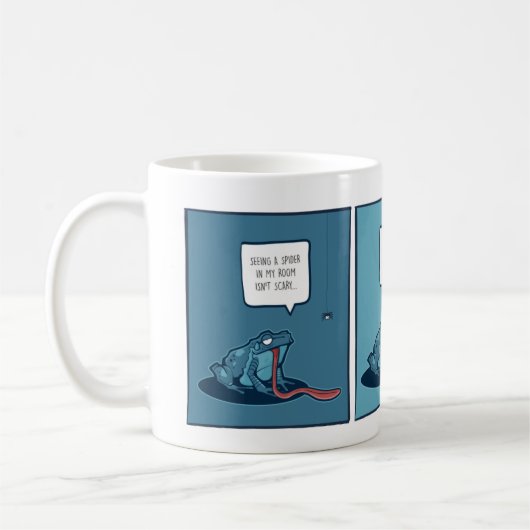 Beker met kikker en spin-comic koffiemok (Links)