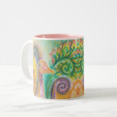 Beker met kleurrijk vogelontwerp tweekleurige koffiemok (Voorkant links)