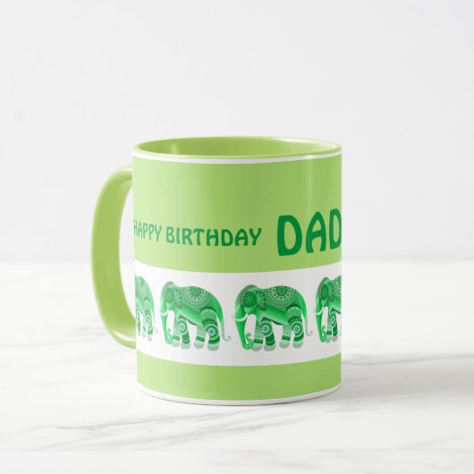 Beker met koele groene olifanten mok (Voorkant links)