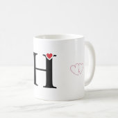 Beker met letter H - Monogram Initiale Beker Koffiemok (Voorkant rechts)