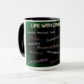 Beker met 'Leven met de ziekte van Lyme' Mok (Voorkant links)