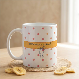 Beker met op maat gemaakte naam en retro stippenpa koffiemok