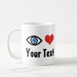 Beker met op maat gemaakte oog-hart (ik hou van) mok