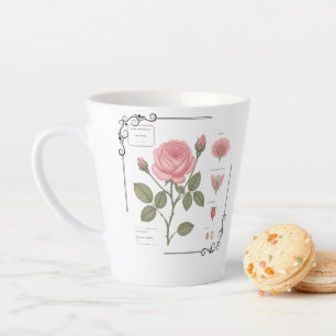 Beker met romantische roze roos.  latte mok