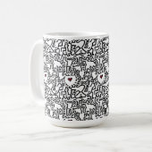 Beker met rood hart – Keith Haring Inspired Koffiemok (Voorkant links)