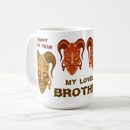 Beker met traditionele maskerkunst koffiemok (Voorkant links)