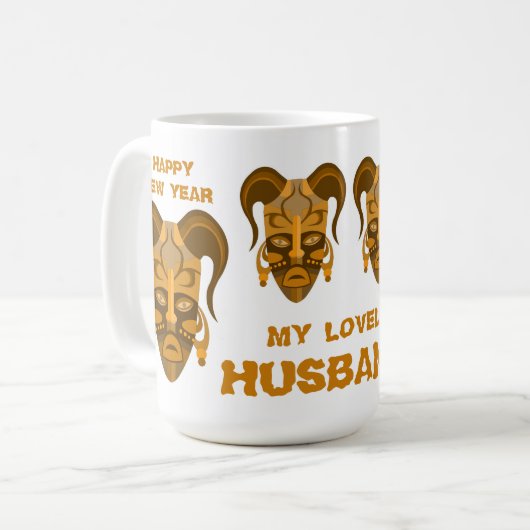 Beker met traditionele maskerkunst koffiemok (Voorkant links)