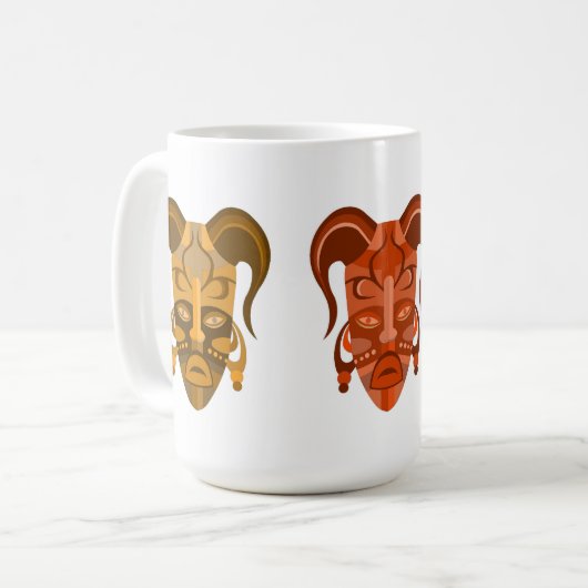 Beker met traditionele maskerkunst koffiemok (Voorkant links)