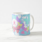 Beker met vlinder Monogram naam & initiaal Koffiemok (Voorkant rechts)