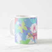 Beker met vlinder Monogram naam & initiaal Koffiemok (Voorkant links)