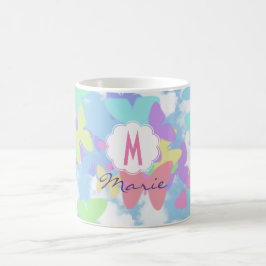 Beker met vlinder Monogram naam & initiaal Koffiemok