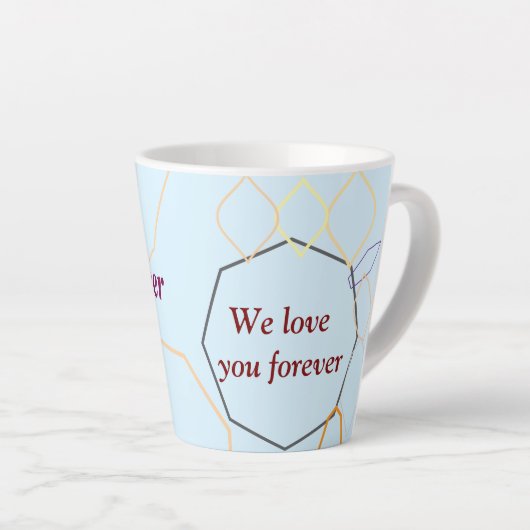 Beker met vorm print naam op mokken Latte Mok (Rechterhoek)