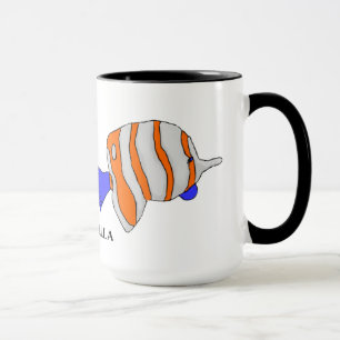 Beker met zilveren, oranje en blauwe vissen mok