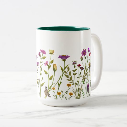 Beker, mok met bloemmotief. Uw favoriete mok (Voorkant rechts)