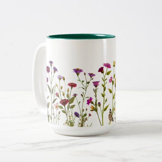 Beker, mok met bloemmotief. Uw favoriete mok (Voorkant links)