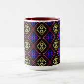 Beker MUG Jimette Design blauw geel rood Mok (Midden)