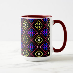 Beker MUG Jimette Design blauw geel rood Mok