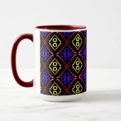 Beker MUG Jimette Design blauw geel rood Mok (Links)