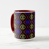 Beker MUG Jimette Design blauw geel rood Mok (Voorkant links)