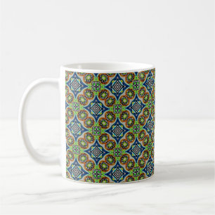 Beker MUG Jimette Design groen blauw en oranje Koffiemok