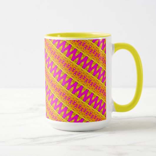 Beker MUG Jimette Design roze oranje wit Mok (Rechts)