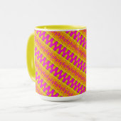 Beker MUG Jimette Design roze oranje wit Mok (Voorkant links)