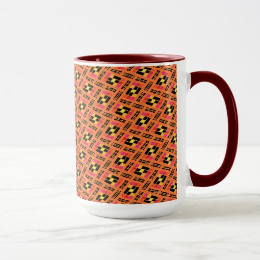 Beker MUG Jimette Design roze oranje wit Mok (Rechts)