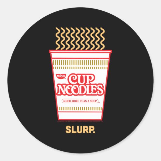 Beker noedels noedel slurp ronde sticker (Voorkant)