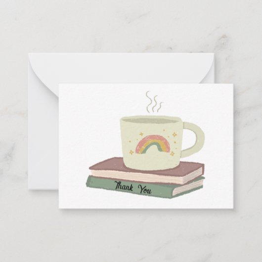 Beker op boek Dank je Notitiekaartje (Voorkant)
