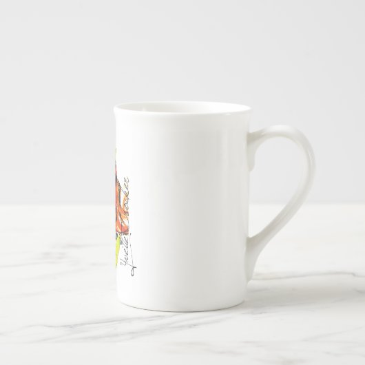 Beker rode koppen en vlinders (Rechts)