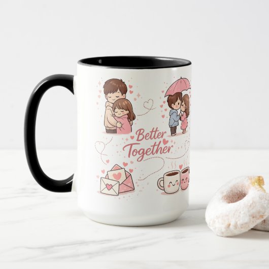 Beker 'Samen is beter' – Perfect romantisch cadeau Mok (Met donut)