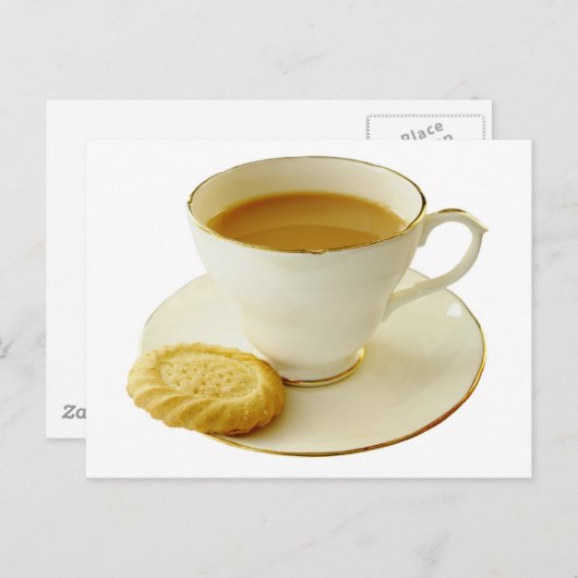 Beker thee met koekjes briefkaart (Voorkant / Achterkant)