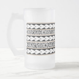 Beker van bevroren glas. Tribal Ethnic/ Bruin Matglas Bierpul
