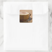 Beker van cappuccino met cacaopoeder vierkante sticker (Tas)