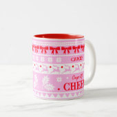 Beker van Cheer Feestelijke Girly Christmas Sweate Tweekleurige Koffiemok (Voorkant rechts)