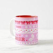 Beker van Cheer Feestelijke Girly Christmas Sweate Tweekleurige Koffiemok (Voorkant links)