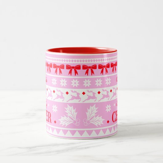 Beker van Cheer Feestelijke Girly Christmas Sweate Tweekleurige Koffiemok (Center)
