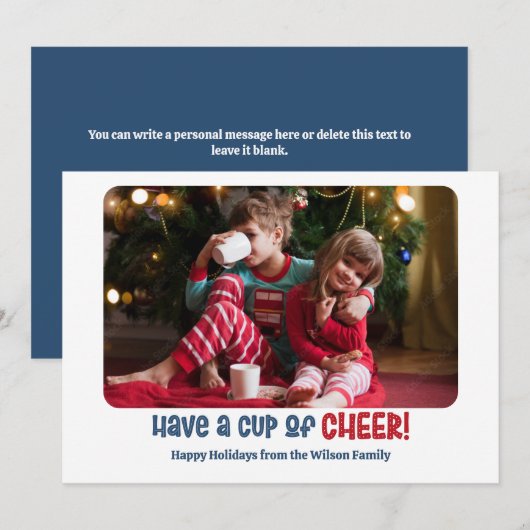 Beker van Cheer Holiday Photo Card Feestdagenkaart (Voorkant / Achterkant)