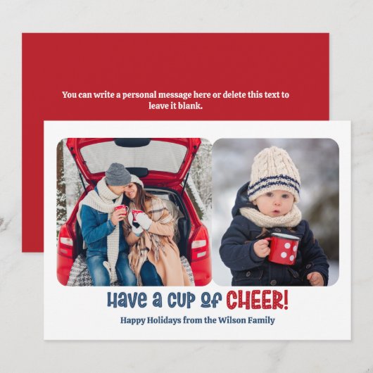 Beker van Cheer Holiday Two Photo Card Feestdagenkaart (Voorkant / Achterkant)