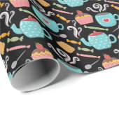 Beker van Coffee Tea Biscuit Cupcake Teapot Black Cadeaupapier (Rol Hoek)