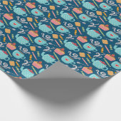 Beker van Coffee Tea Biscuit Cupcake Teapot Blue Cadeaupapier (Hoek)