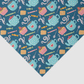 Beker van Coffee Tea Biscuit Cupcake Teapot Blue Tissuepapier (Detail)