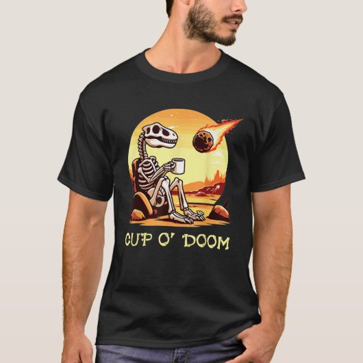 Beker van Doom Dinosaurus Skelet Koffie Meteor Apo T-shirt (Voorkant)