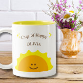 Beker van Happy Sunshine Moderne Schattigee Motiva Tweekleurige Koffiemok