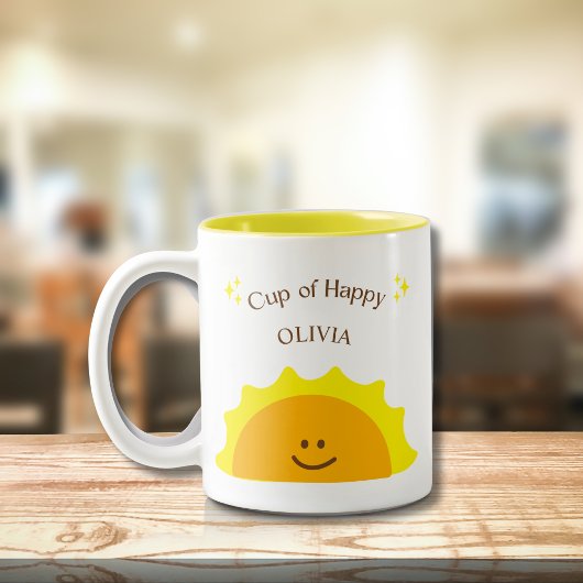 Beker van Happy Sunshine Moderne Schattigee Motiva Tweekleurige Koffiemok
