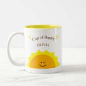 Beker van Happy Sunshine Moderne Schattigee Motiva Tweekleurige Koffiemok (Links)